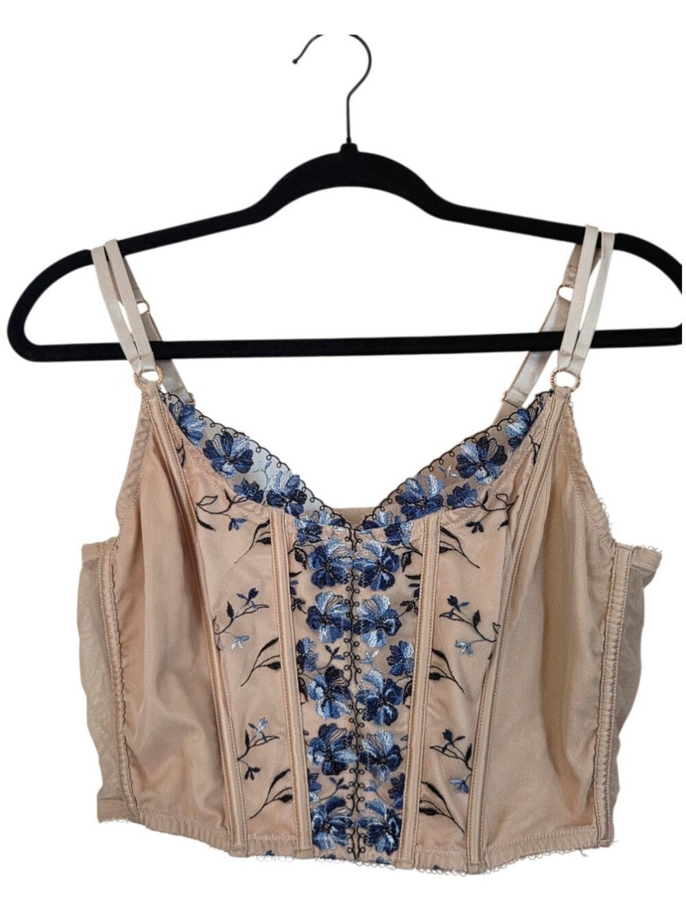 Sofia Intimates Vergara Bustier Top Women XXL Toasted Almond Floral Embroidered